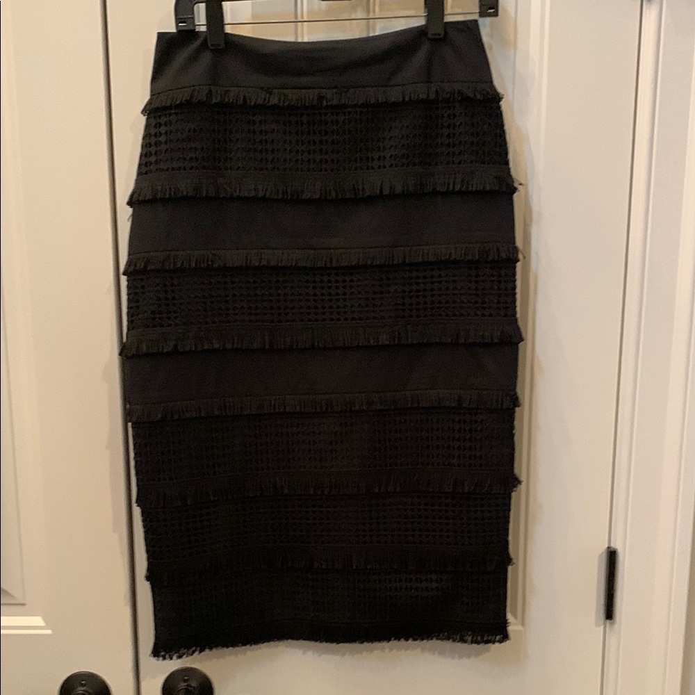 Banana Republic Black Midi Pencil Skirt with Tiered Design